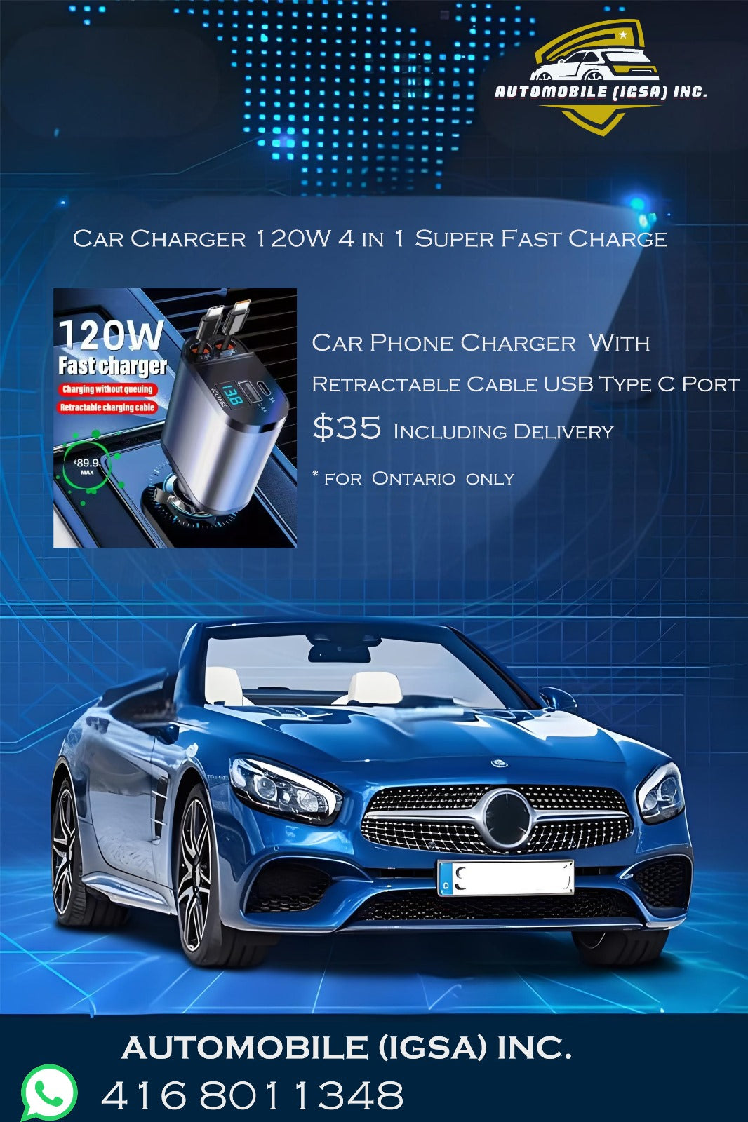 120W 4 in 1 Fast Retractable Car Charger with Dual Type C Cords, Car Accessories Car Chargers for iPhone 16 15 14 13 12 Galaxy Pixel
